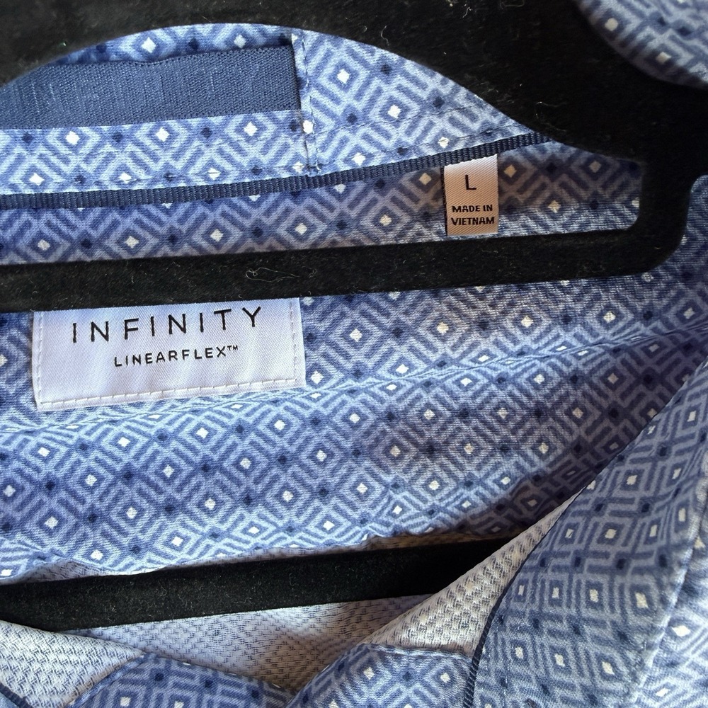 INFINITY MEN 'S LINEAR FLEX SHORT SLEEVE SHIRT, BLUE SIZE Lg - Picture 2 of 7